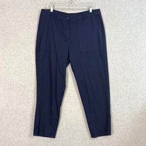 Eileen Fisher Cropped Twill Pants Size 14 Organic Cotton Elevated Basic Navy